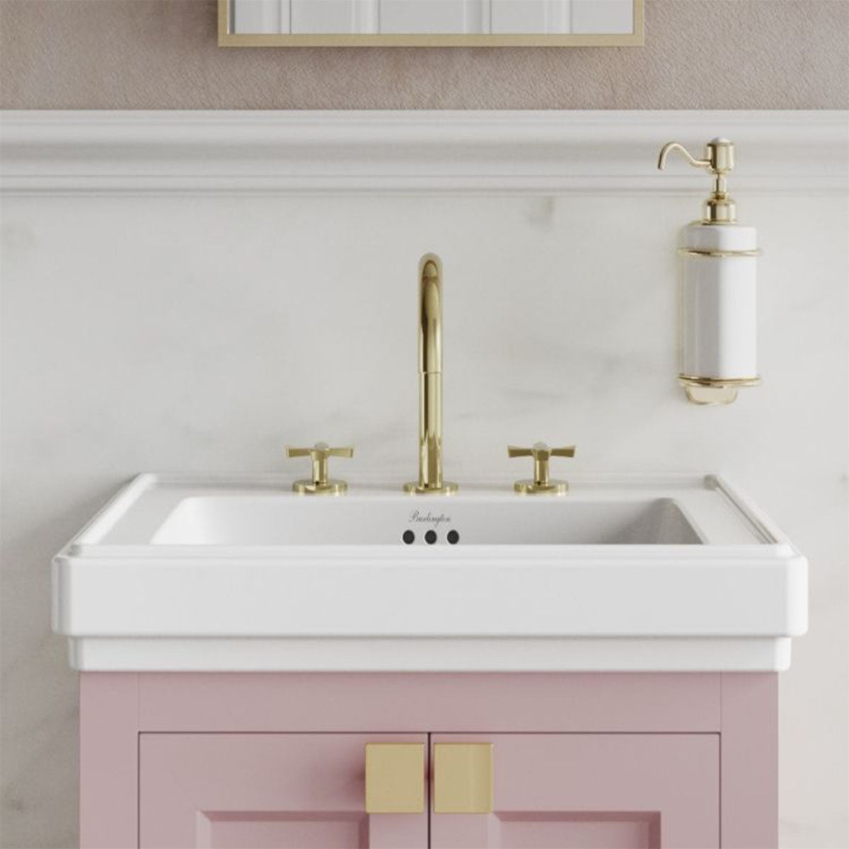 burlington riviera 3 hole crosshead basin mixer gold lifestyle Deluxe Bathrooms UK