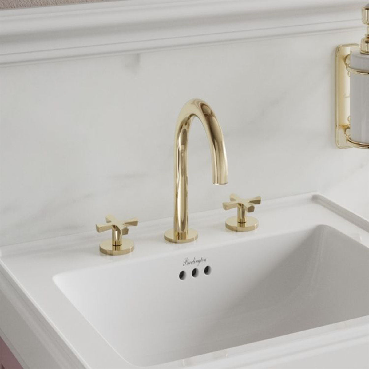 burlington riviera 3 hole crosshead basin mixer gold lifestyle Deluxe Bathrooms UK