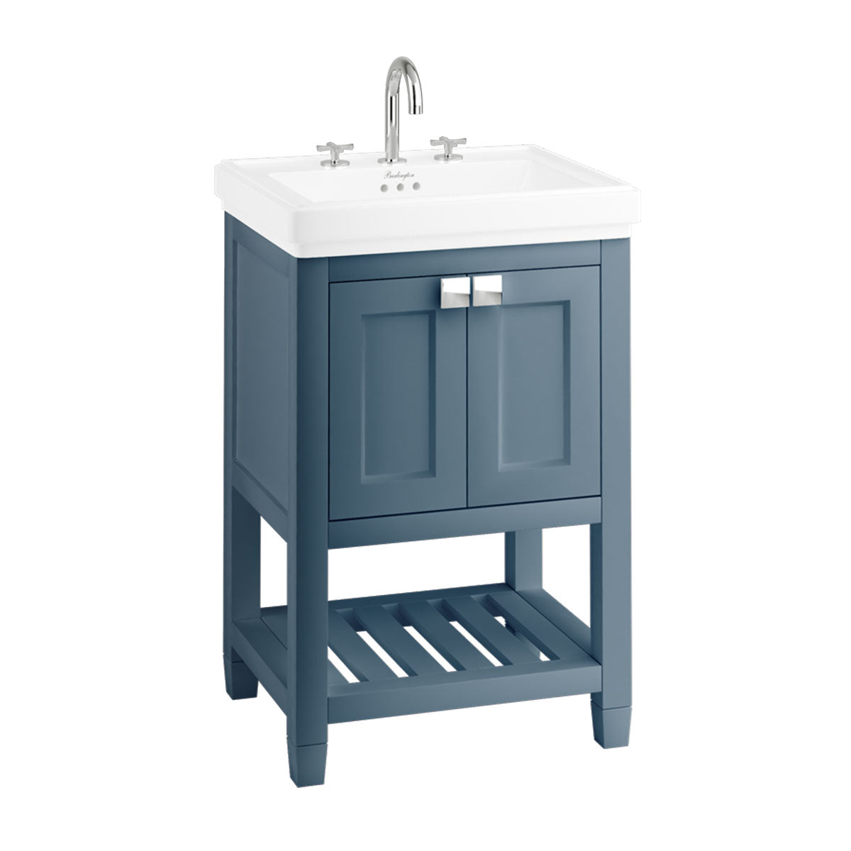 Burlington Riviera 2 Door Floorstanding Vanity Unit with Square Basin matt blue Deluxe Bathrooms UK