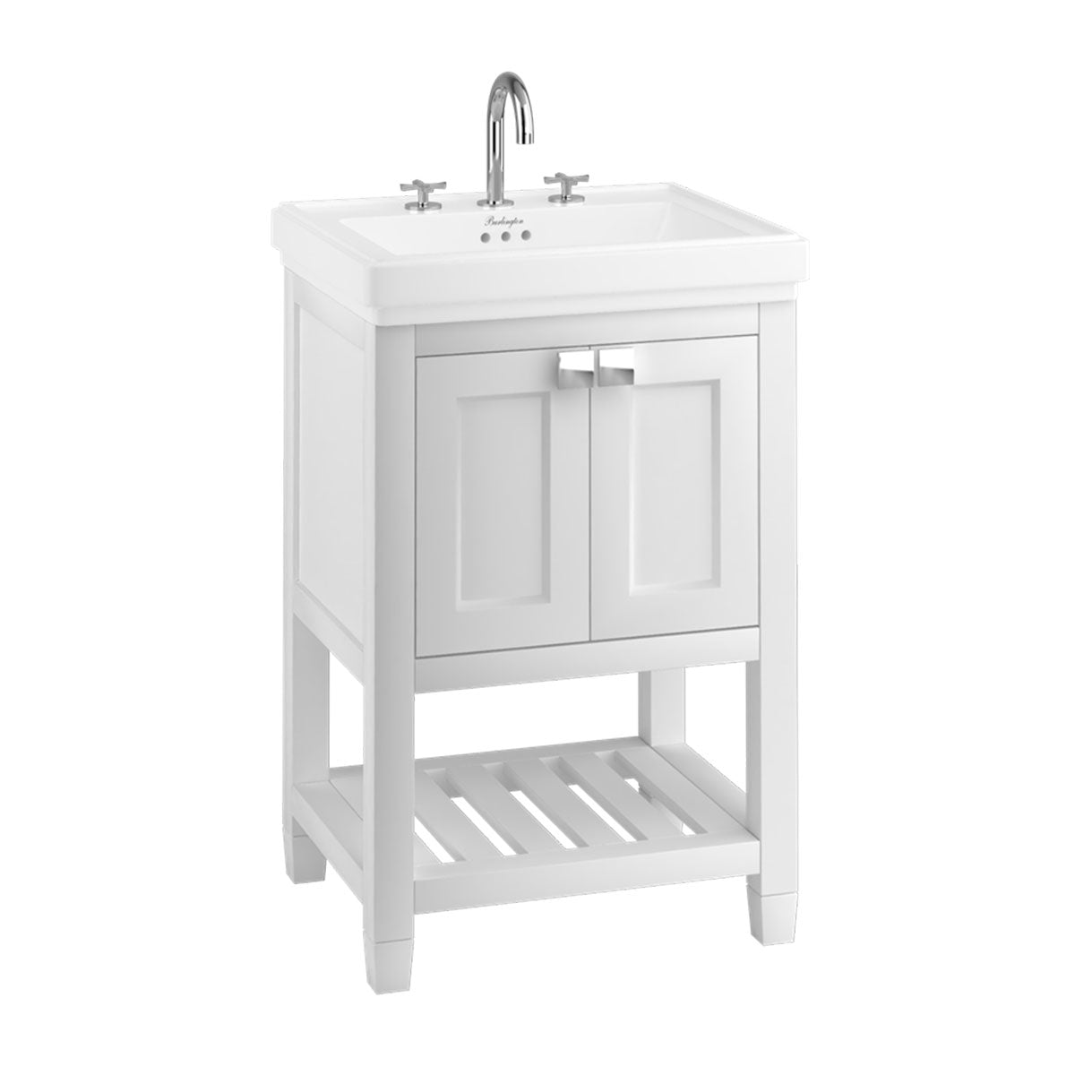 Burlington Riviera 2 Door Floorstanding Vanity Unit with Square Basin WHITE MATT Deluxe Bathrooms UK