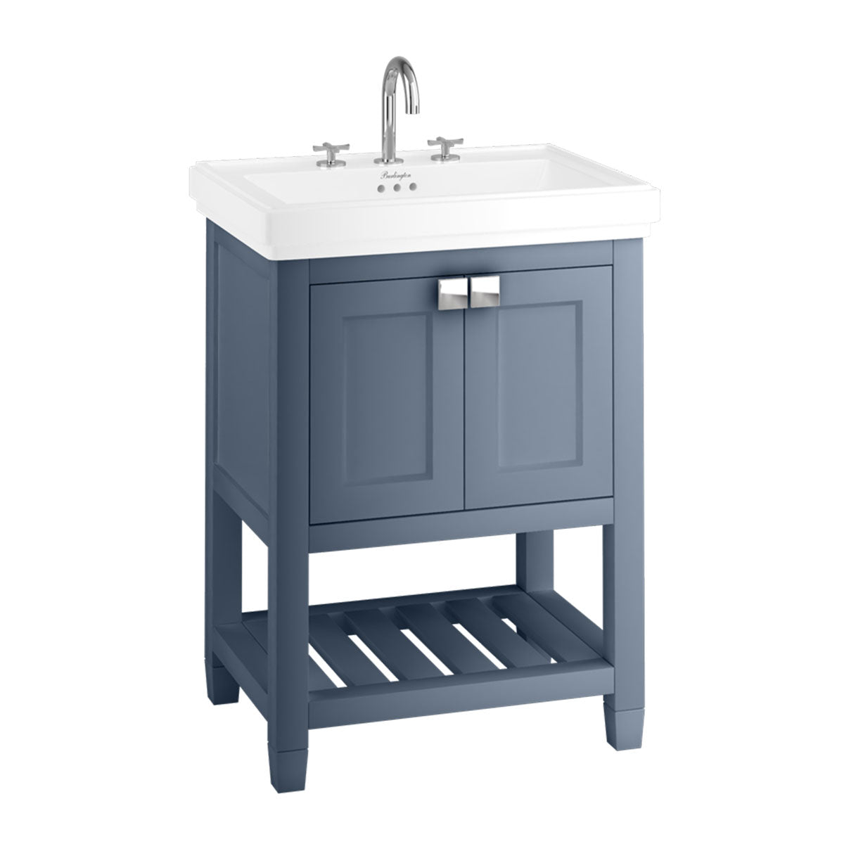 Burlington Riviera 2 Door Floorstanding Vanity Unit with Square Basin blue MATT Deluxe Bathrooms UK