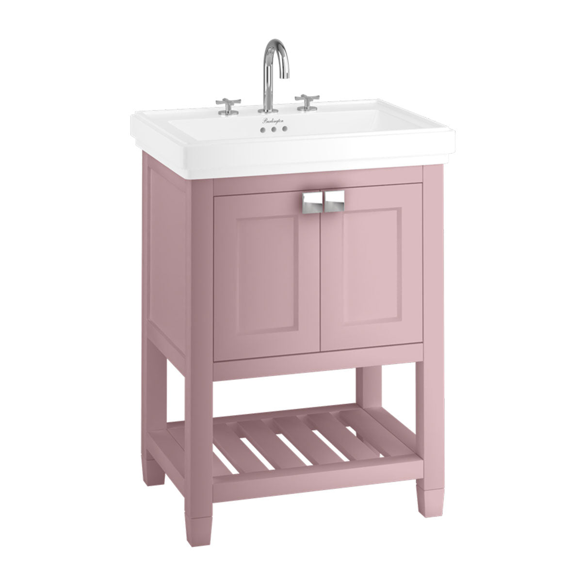 Burlington Riviera 2 Door Floorstanding Vanity Unit with Square Basin pink Deluxe Bathrooms UK