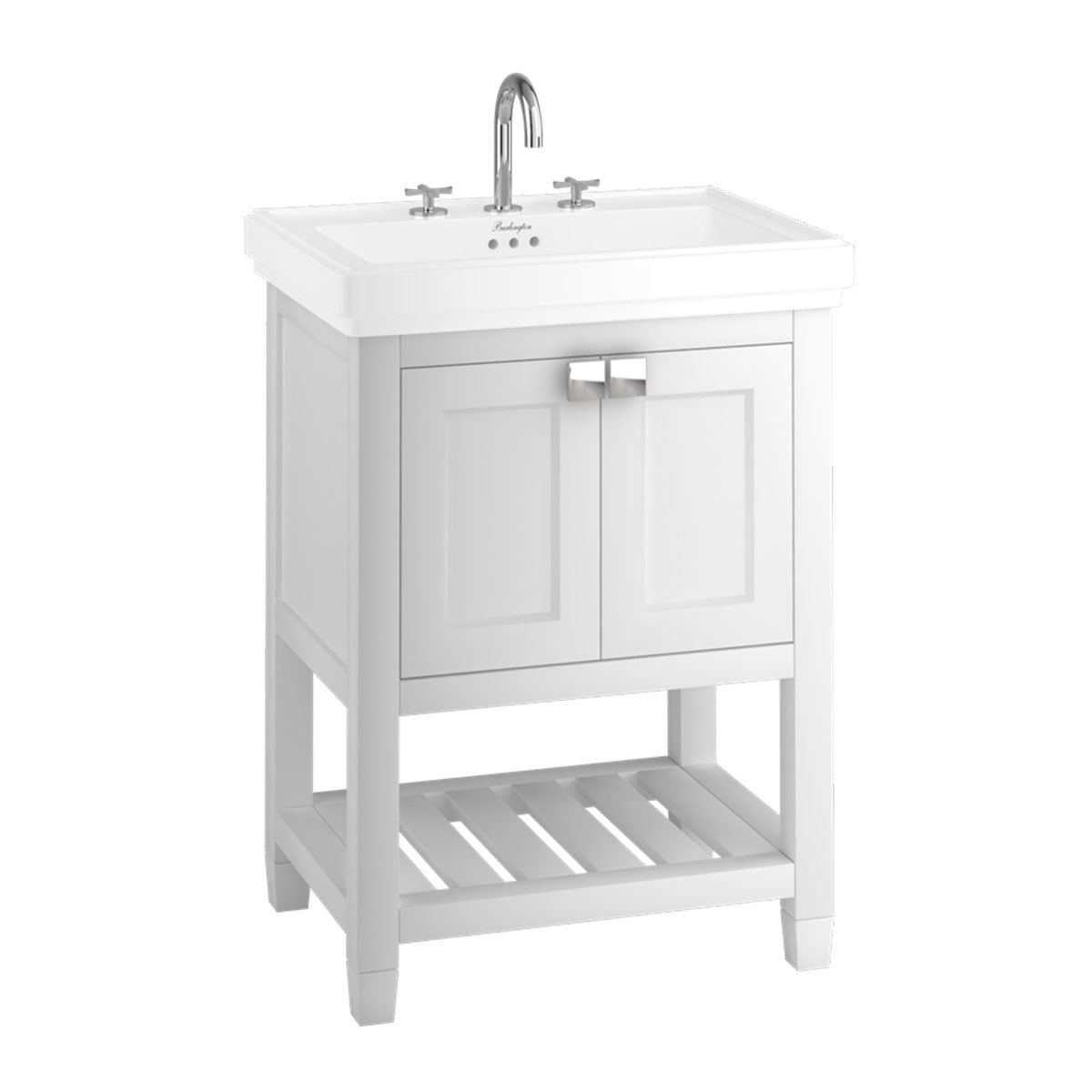 Burlington Riviera 2 Door Floorstanding Vanity Unit with Square Basin WHITE MATT Deluxe Bathrooms UK