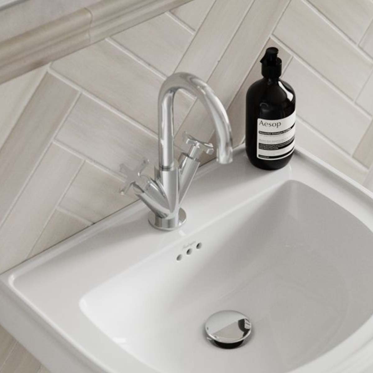 burlington riviera crosshead basin mixer monobloc chrome lifestyle Deluxe Bathrooms UK