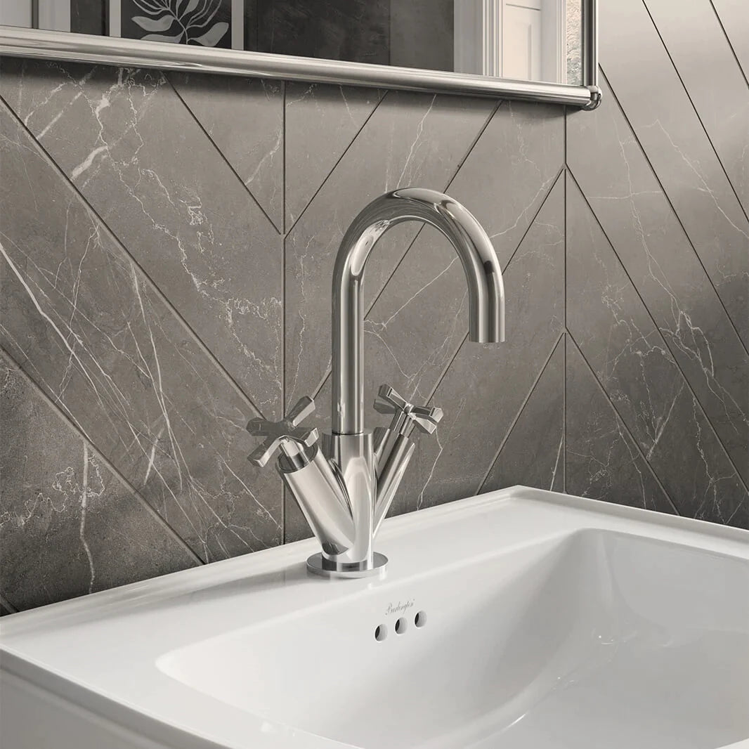 burlington riviera crosshead basin mixer monobloc chrome lifestyle Deluxe Bathrooms UK