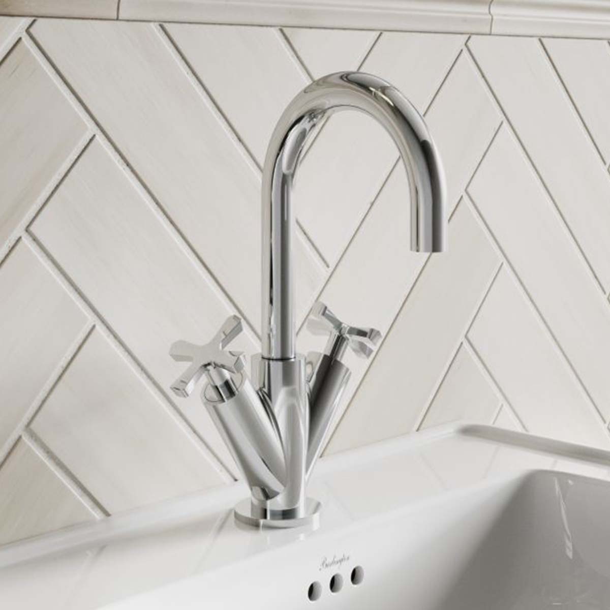 burlington riviera crosshead basin mixer monobloc chrome lifestyle Deluxe Bathrooms UK