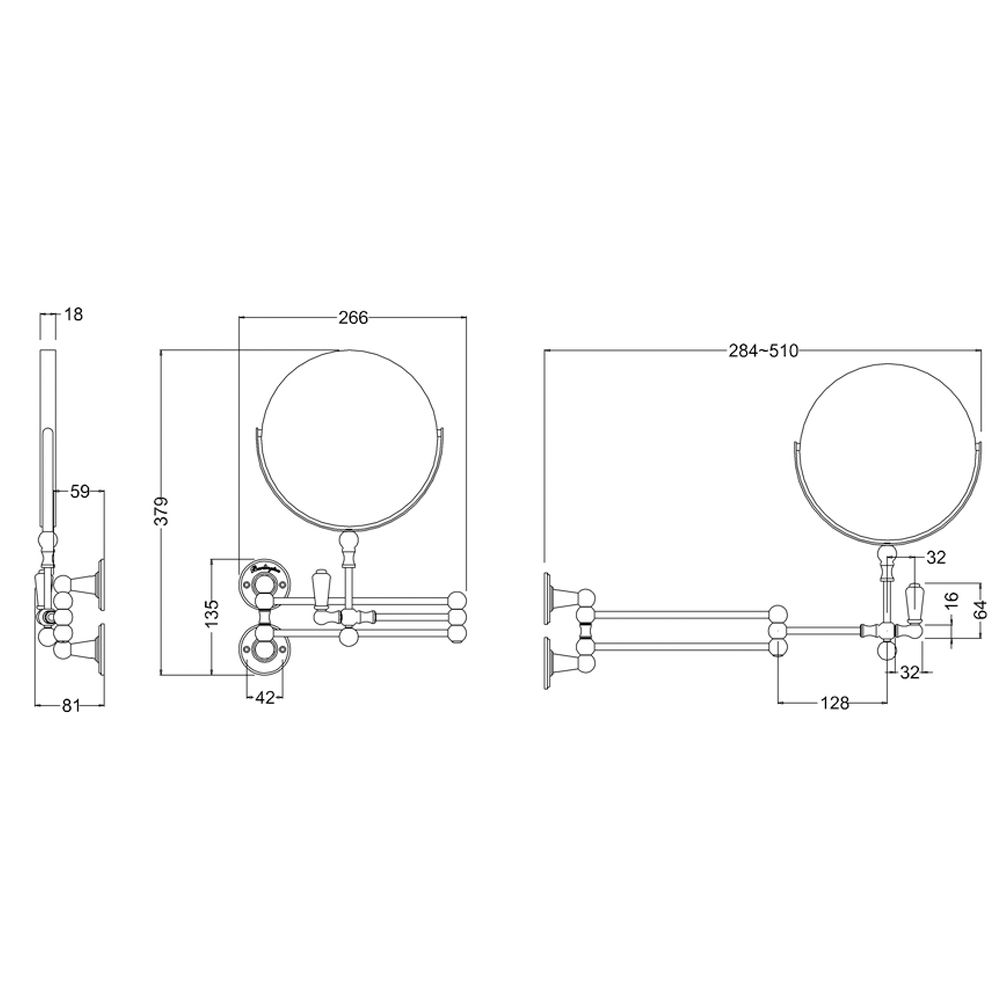 Burlington Makeup Wall Mirror - Chrome Deluxe Bathrooms UK