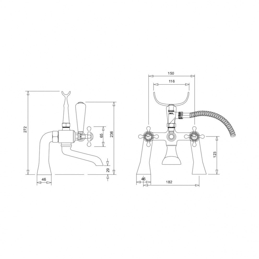 Burlington Stafford Deck Mounted Bath Shower Mixer Deluxe Bathrooms UK