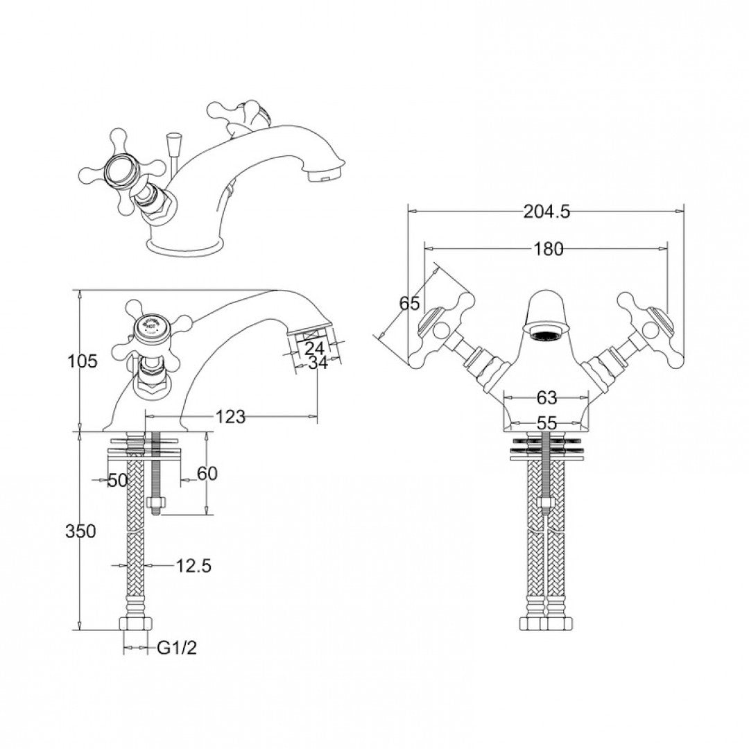 Burlington Stafford Mono Basin Mixer With Pop-Up Waste Deluxe Bathrooms UK