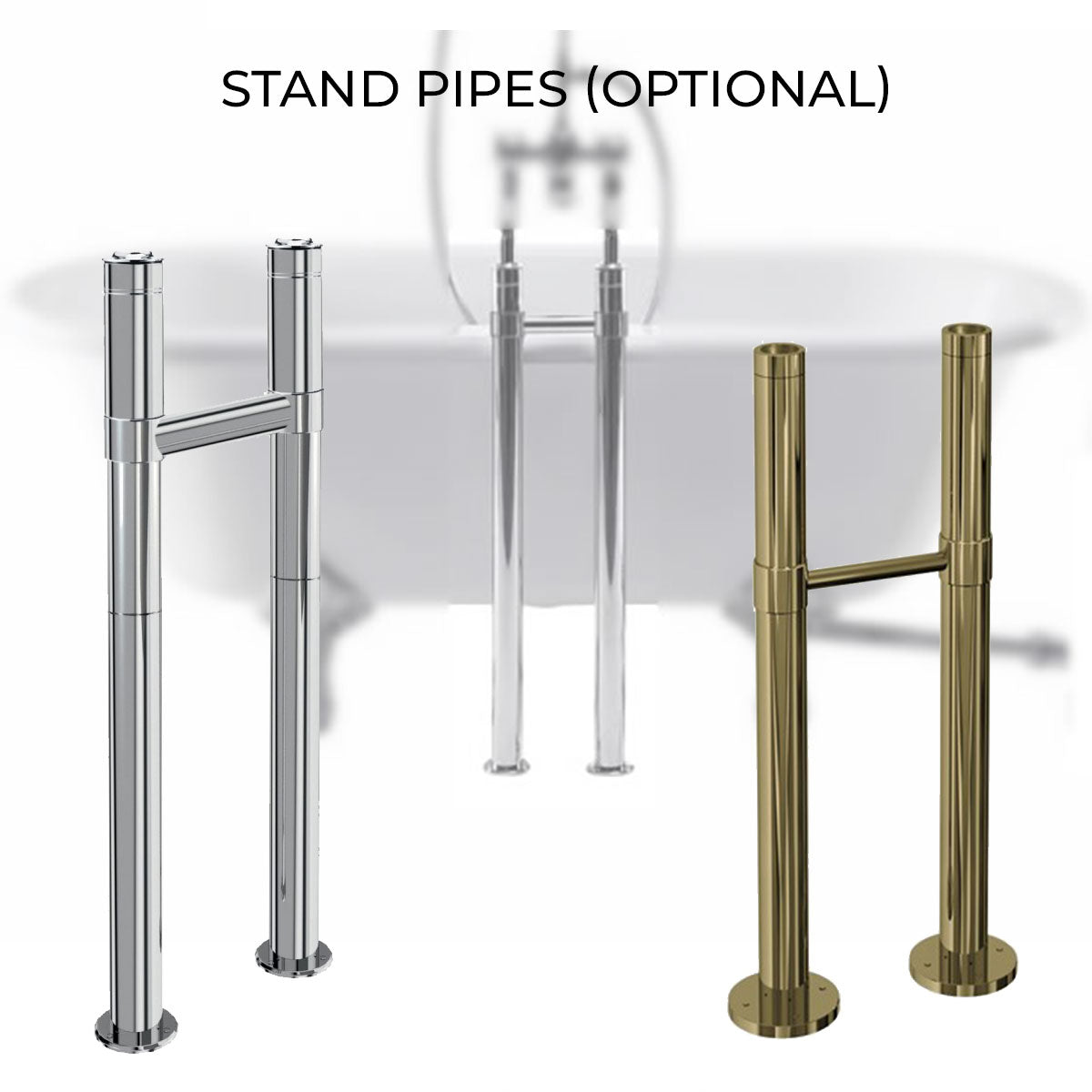 Burlington Stand Pipes With Horizontal Support Bar Deluxe Bathrooms UK