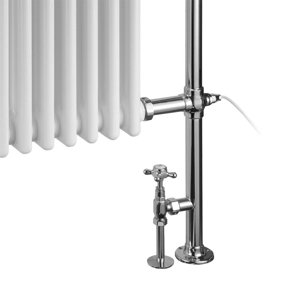 Burlington Angled Radiator Valves Chrome White Accent Deluxe Bathrooms UK