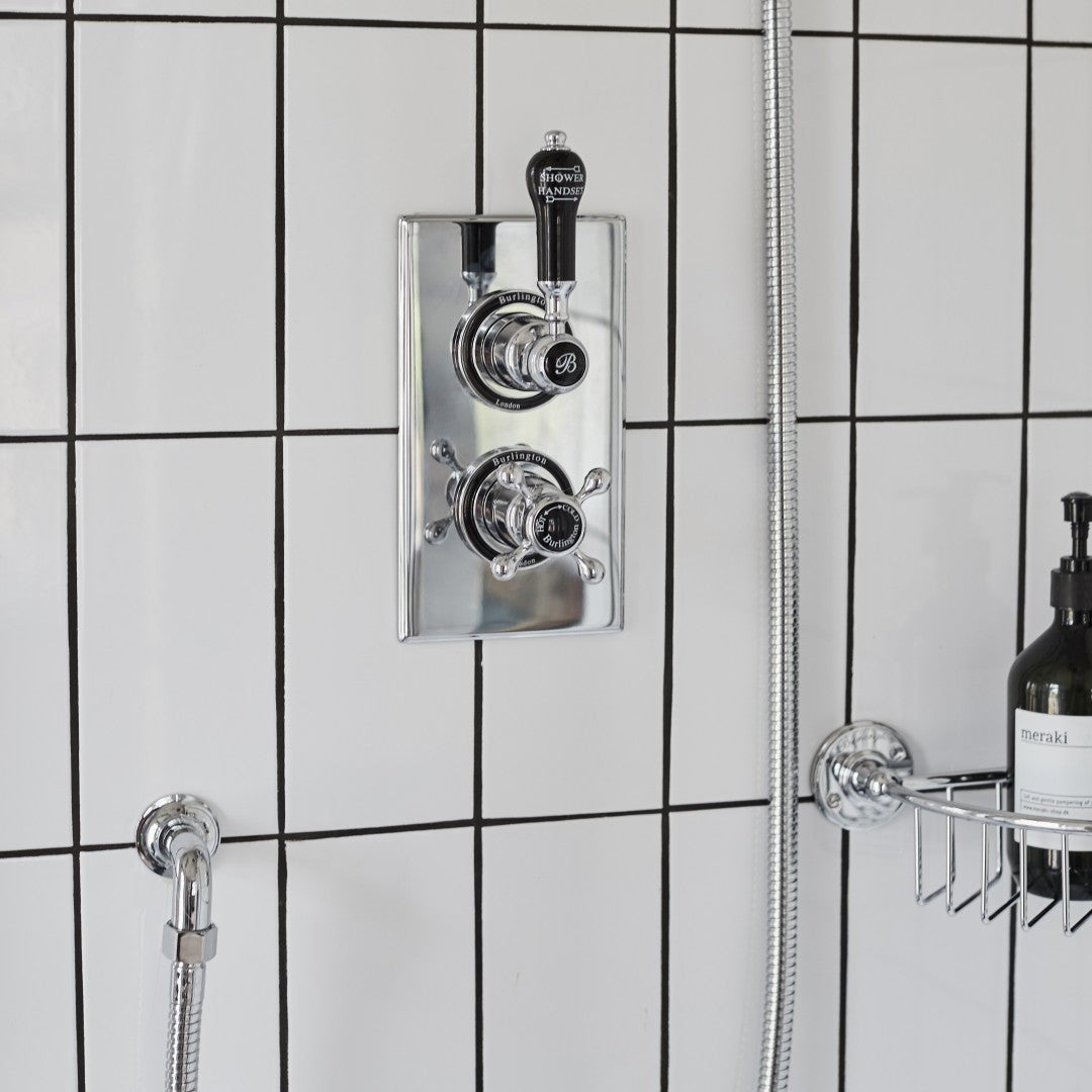 Burlington Trent Thermostatic Single Outlet Shower Valve with Fixed Shower Head Deluxe Bathrooms UK