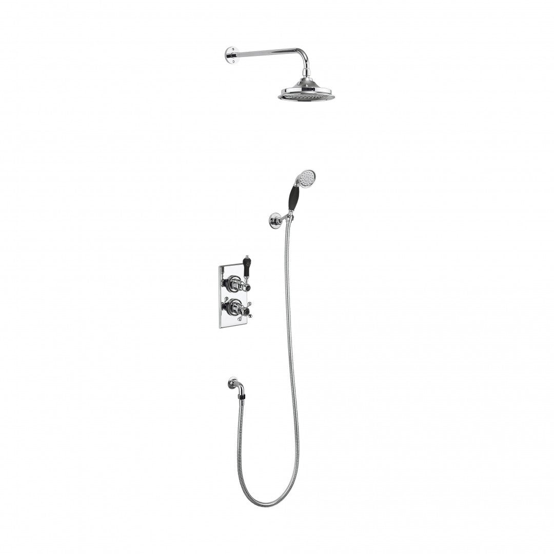 Burlington Trent Thermostatic Dual Outlet Shower Valve with Shower Handset and Overhead Deluxe Bathrooms UK