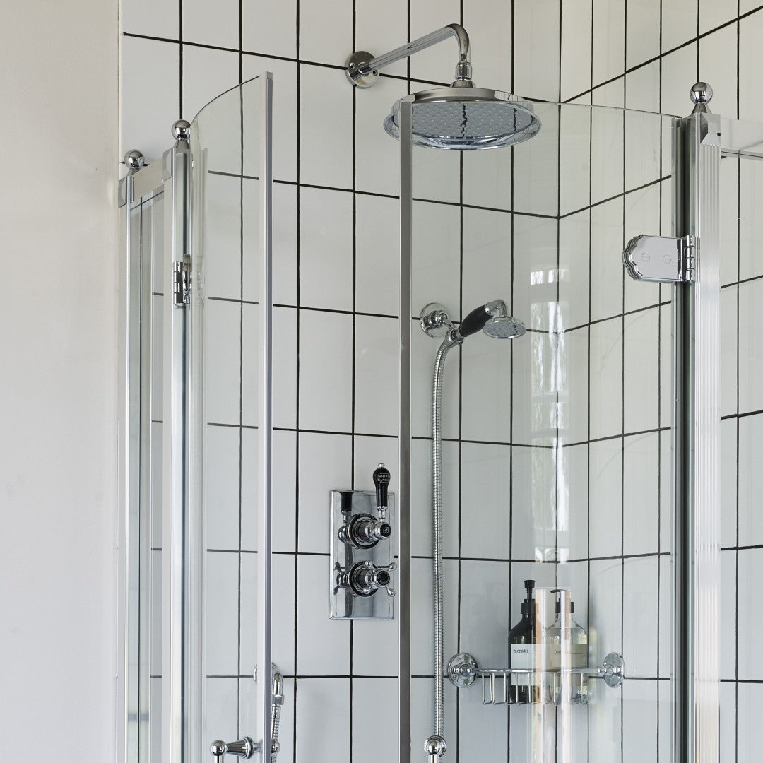 Burlington Trent Thermostatic Dual Outlet Shower Valve with Shower Handset and Overhead Deluxe Bathrooms UK