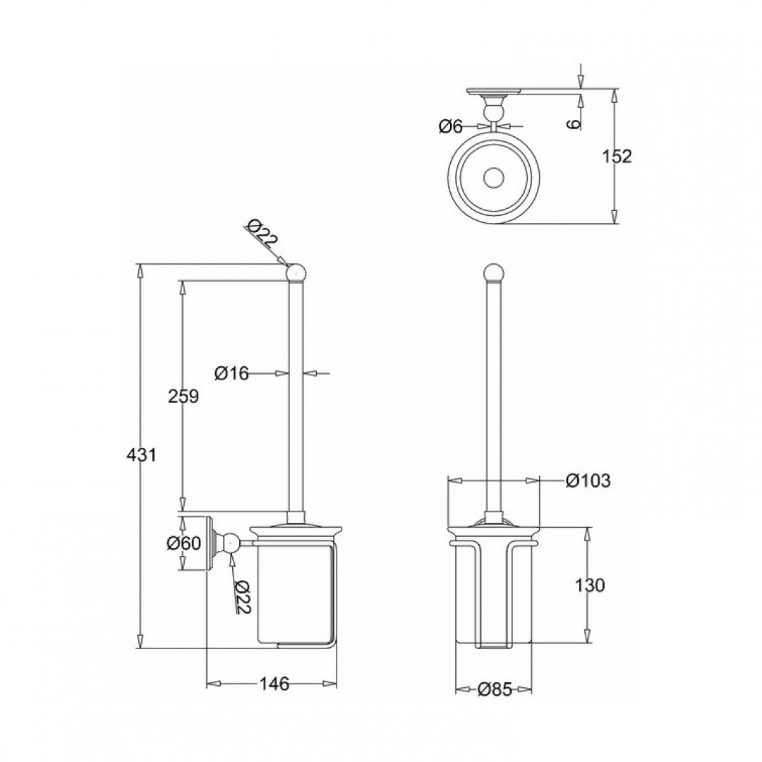 Burlington Toilet Brush Holder Deluxe Bathrooms UK