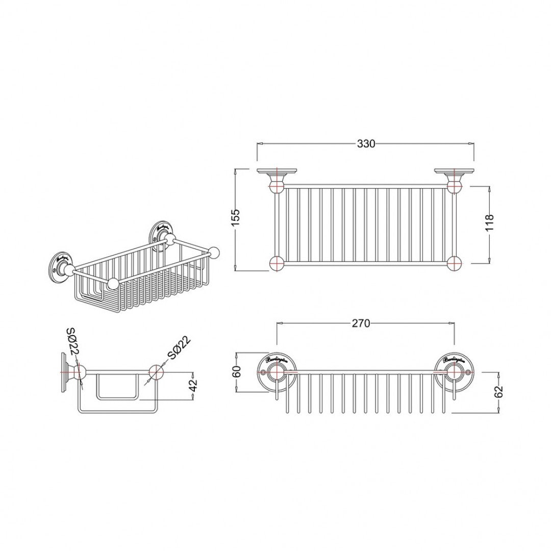 Burlington Wire Shower Basket Deluxe Bathrooms UK