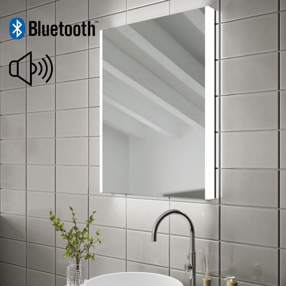 HiB Connect LED Mirror With Bluetooth, USB Charging Ports & Heated Pad