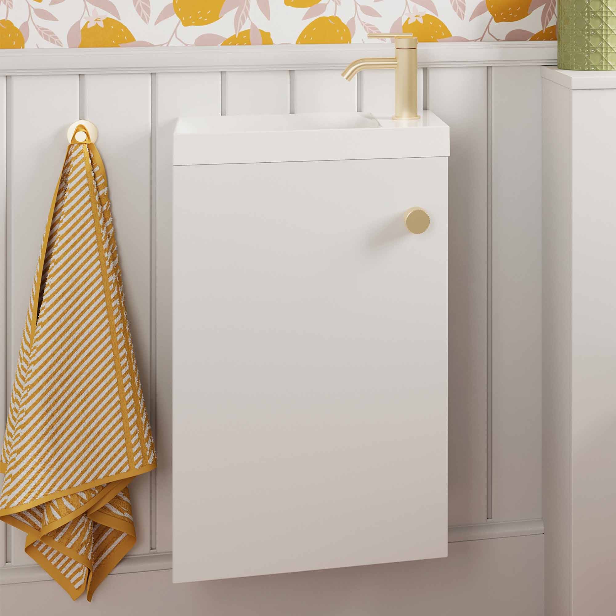 crosswater alo 400 wall mounted cloakroom vanity unit with basin matt white