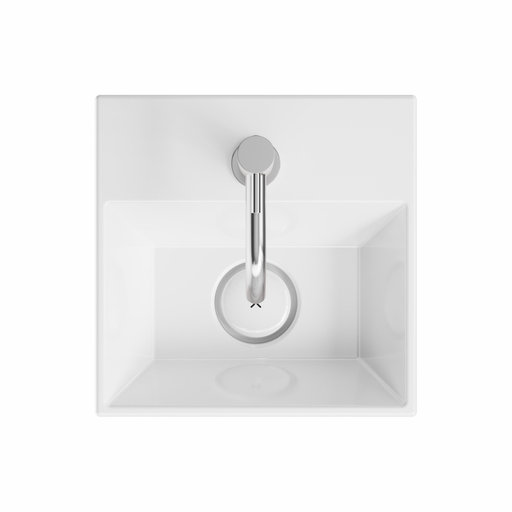 crosswater beck cloakroom basin with waste 450x200mm white gloss