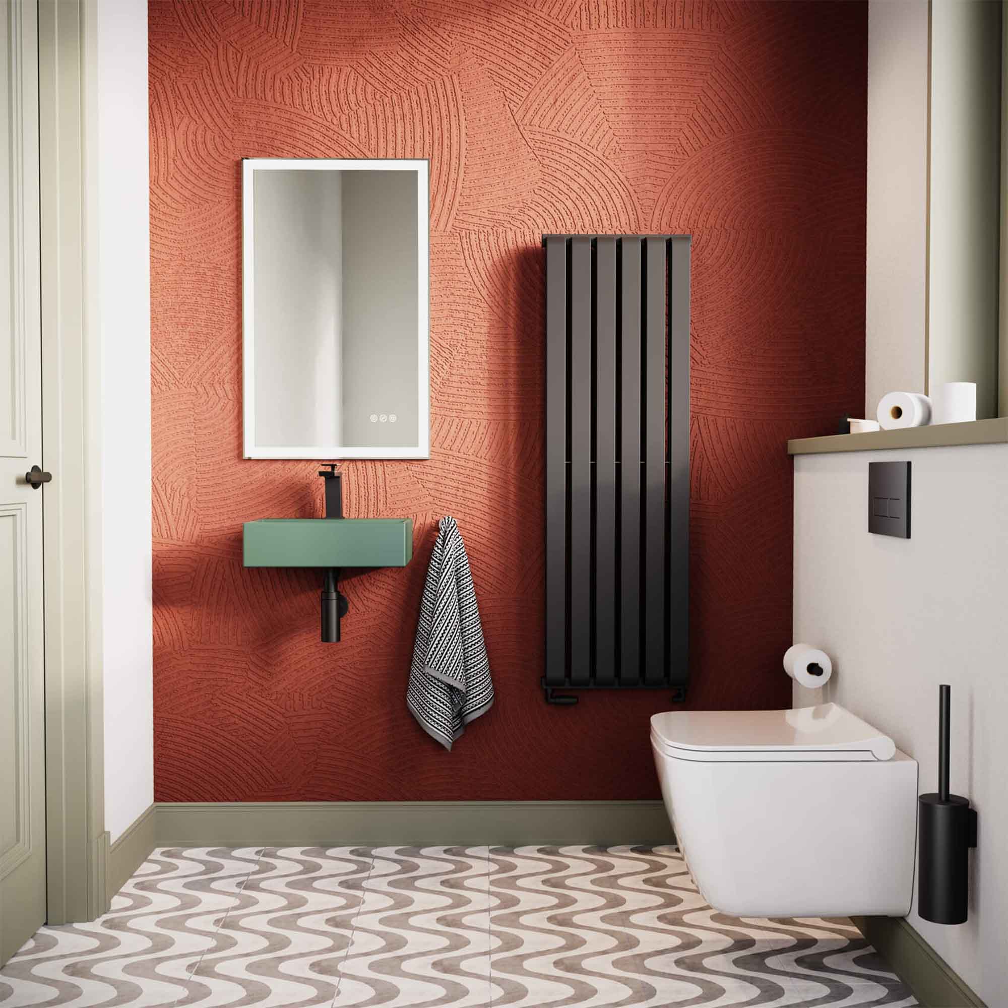crosswater beck cloakroom basin with waste 400x300mm matt green