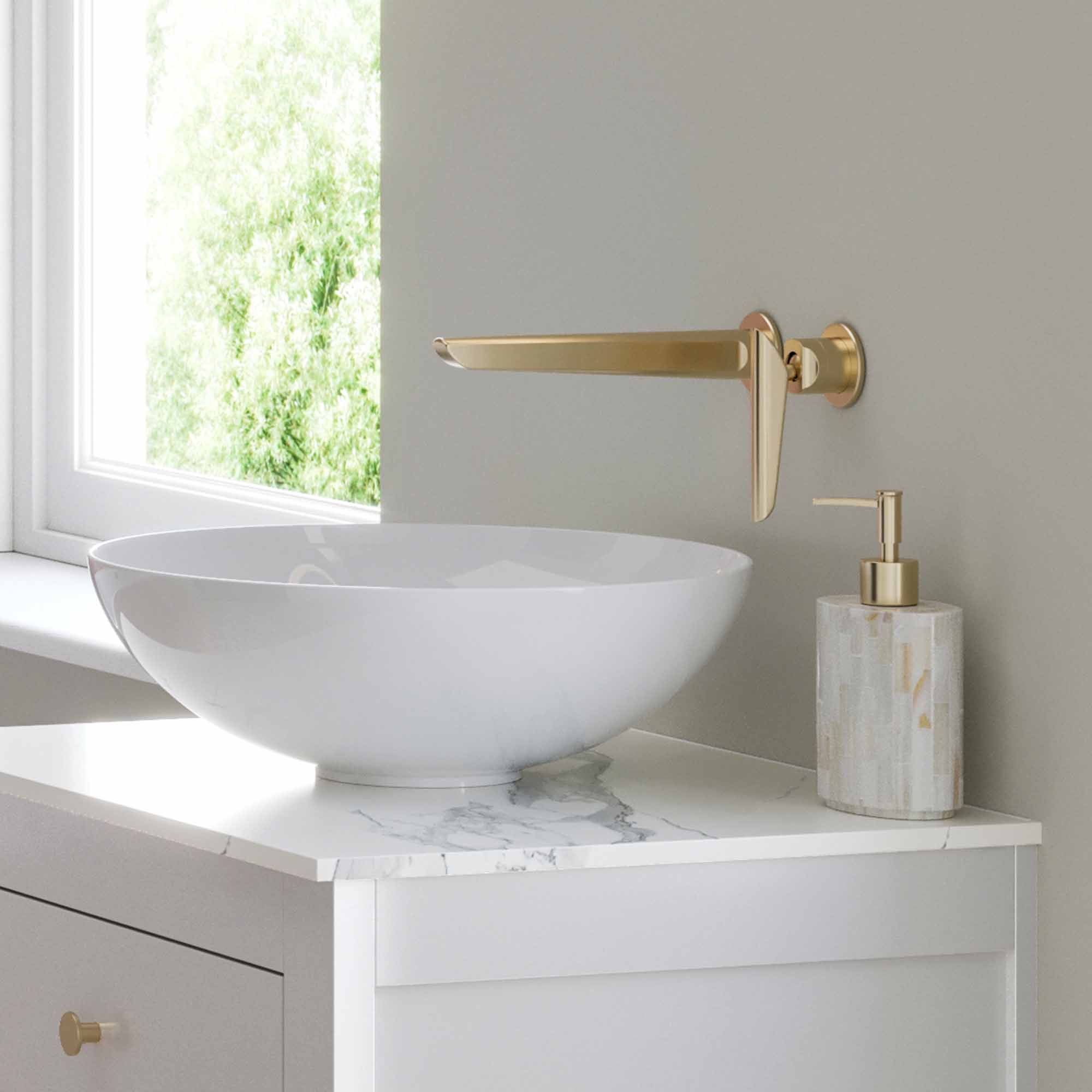 crosswater foile 2 hole wall mounted basin mixer tap brushed brass