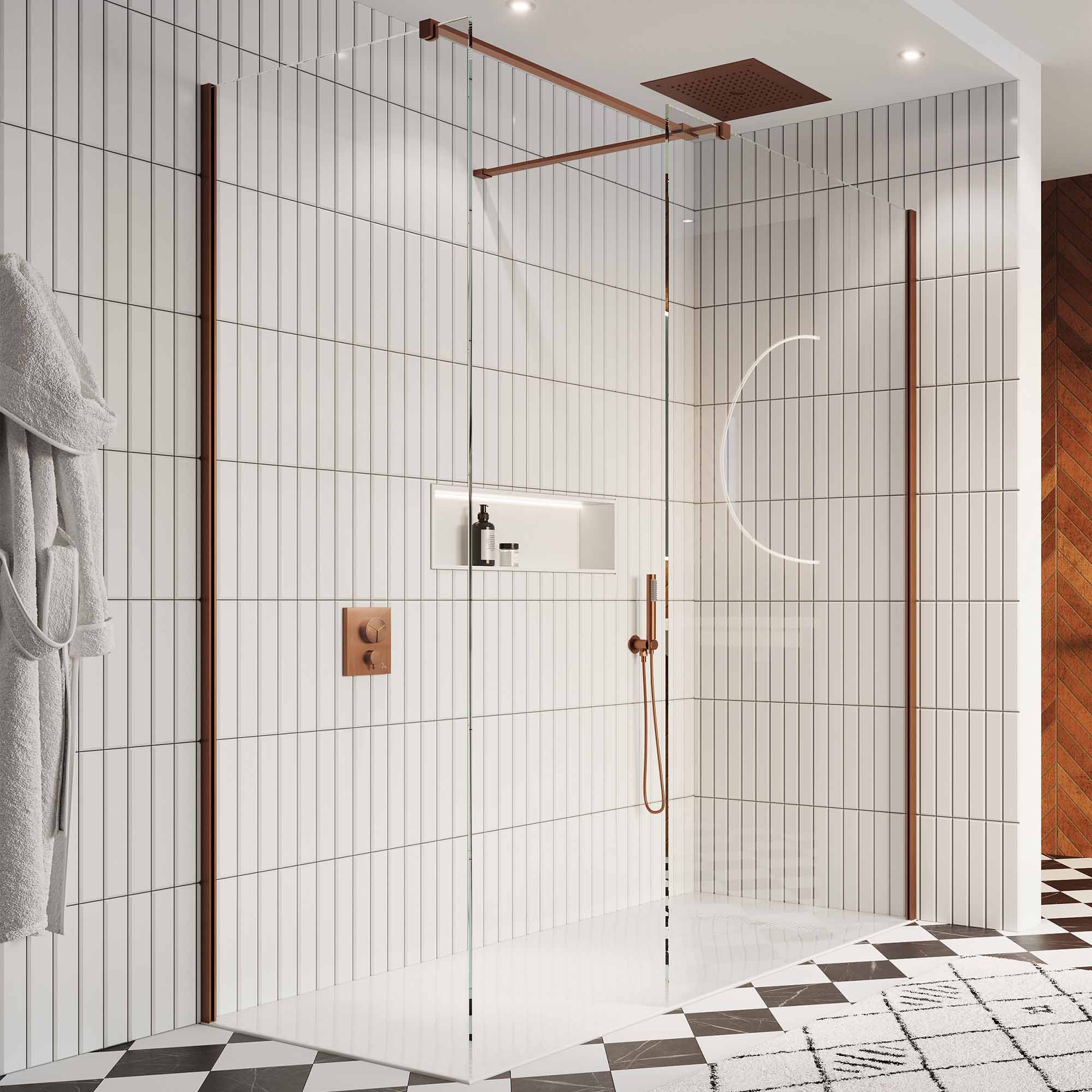 crosswater gallery 10 brushed bronze wetroom screen with t bracing bar