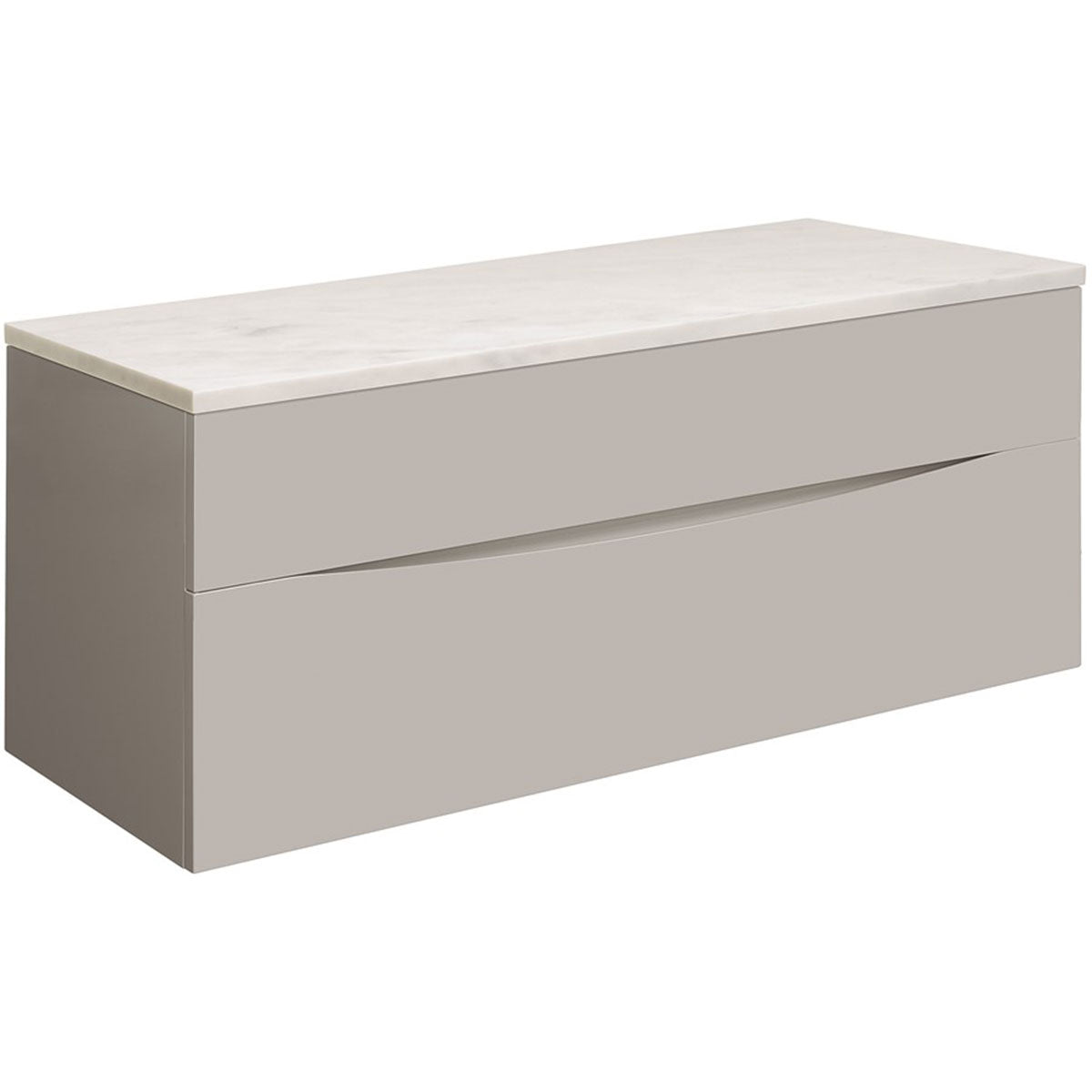 Crosswater Glide II Double Drawer Wall Hung Vanity Unit With Marble Effect Worktop