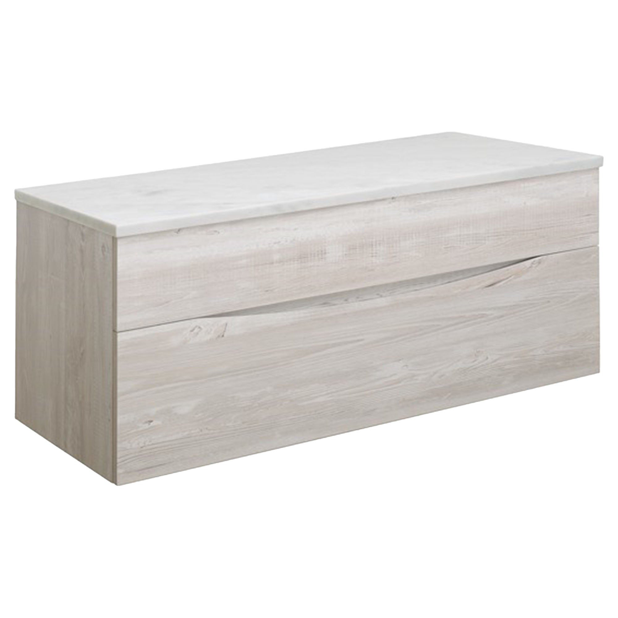 crosswater glide II 1000 wall hung vanity unit with carrara marble worktop nordic oak