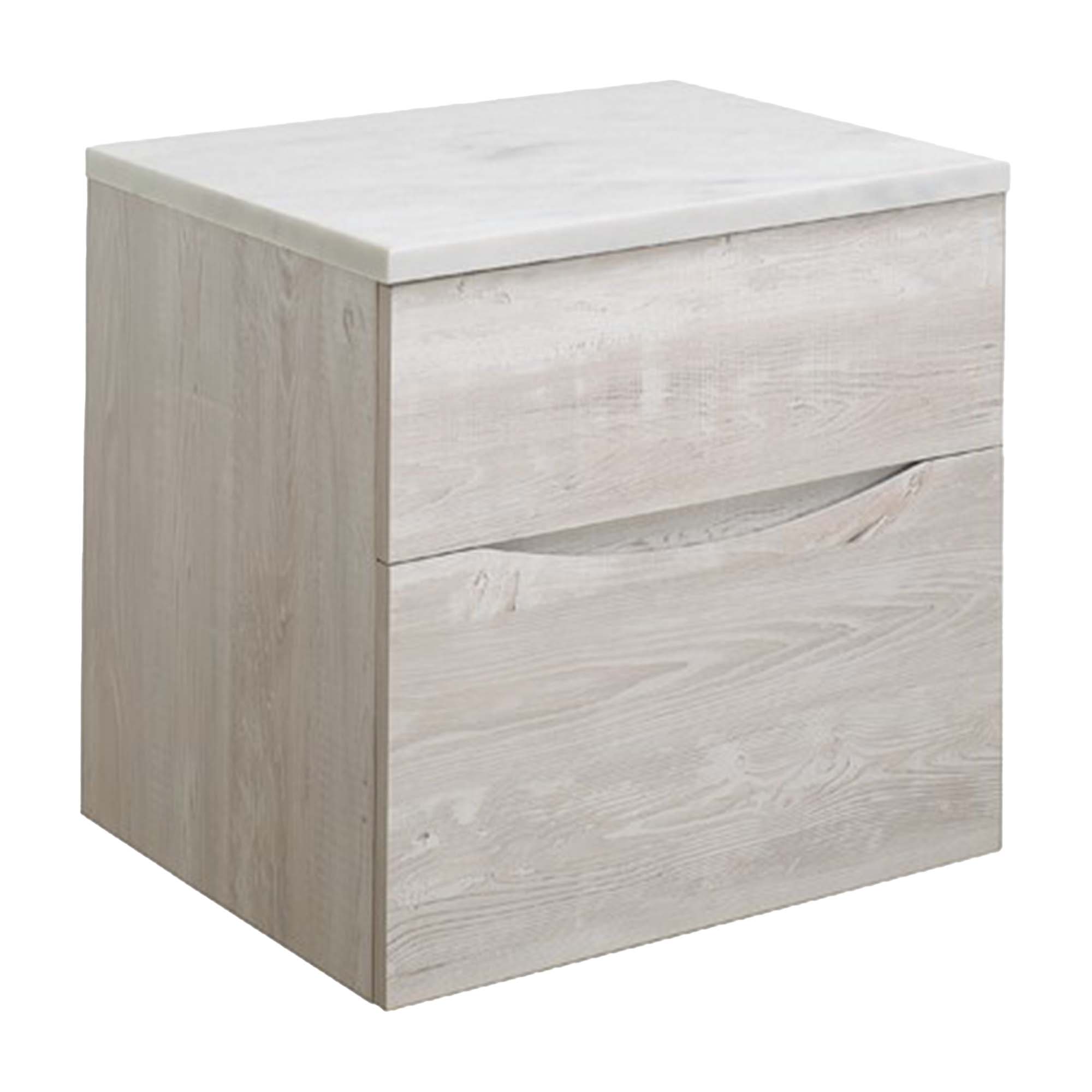 crosswater glide II 500 wall hung vanity unit with carrara marble worktop nordic oak