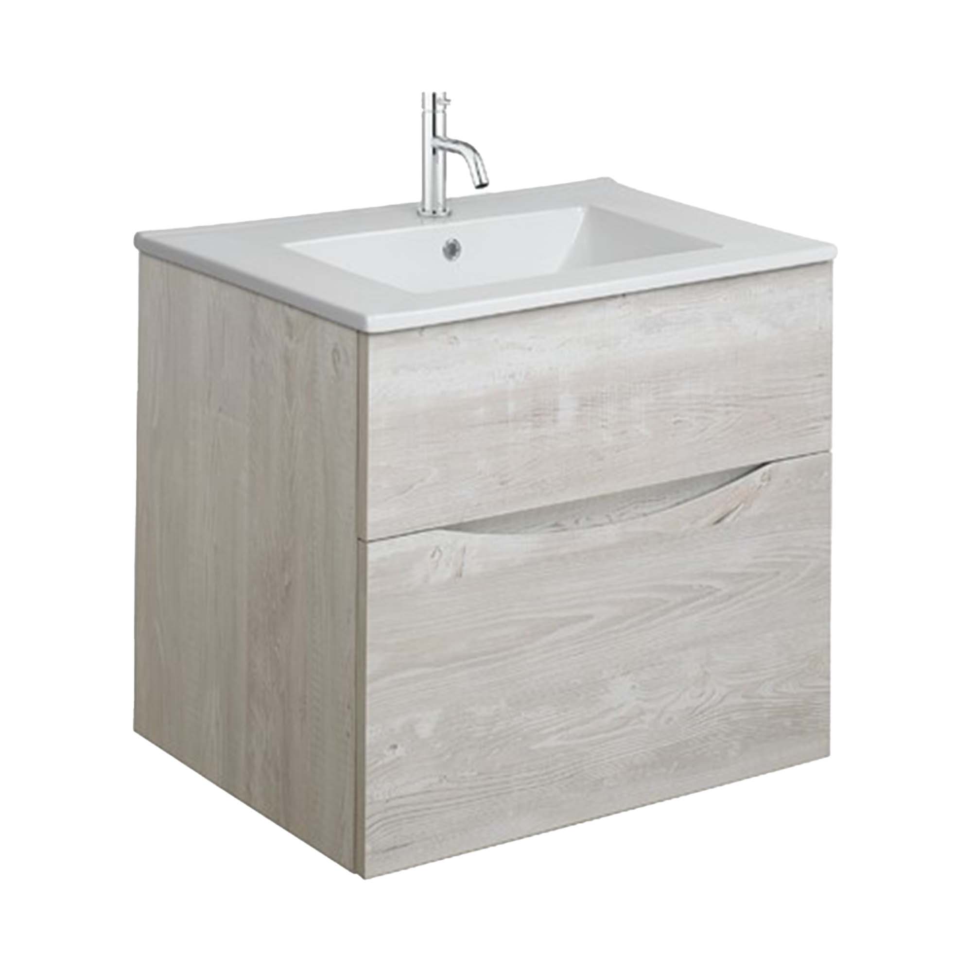 crosswater glide II 500 wall hung vanity unit with ceramic basin nordic oak
