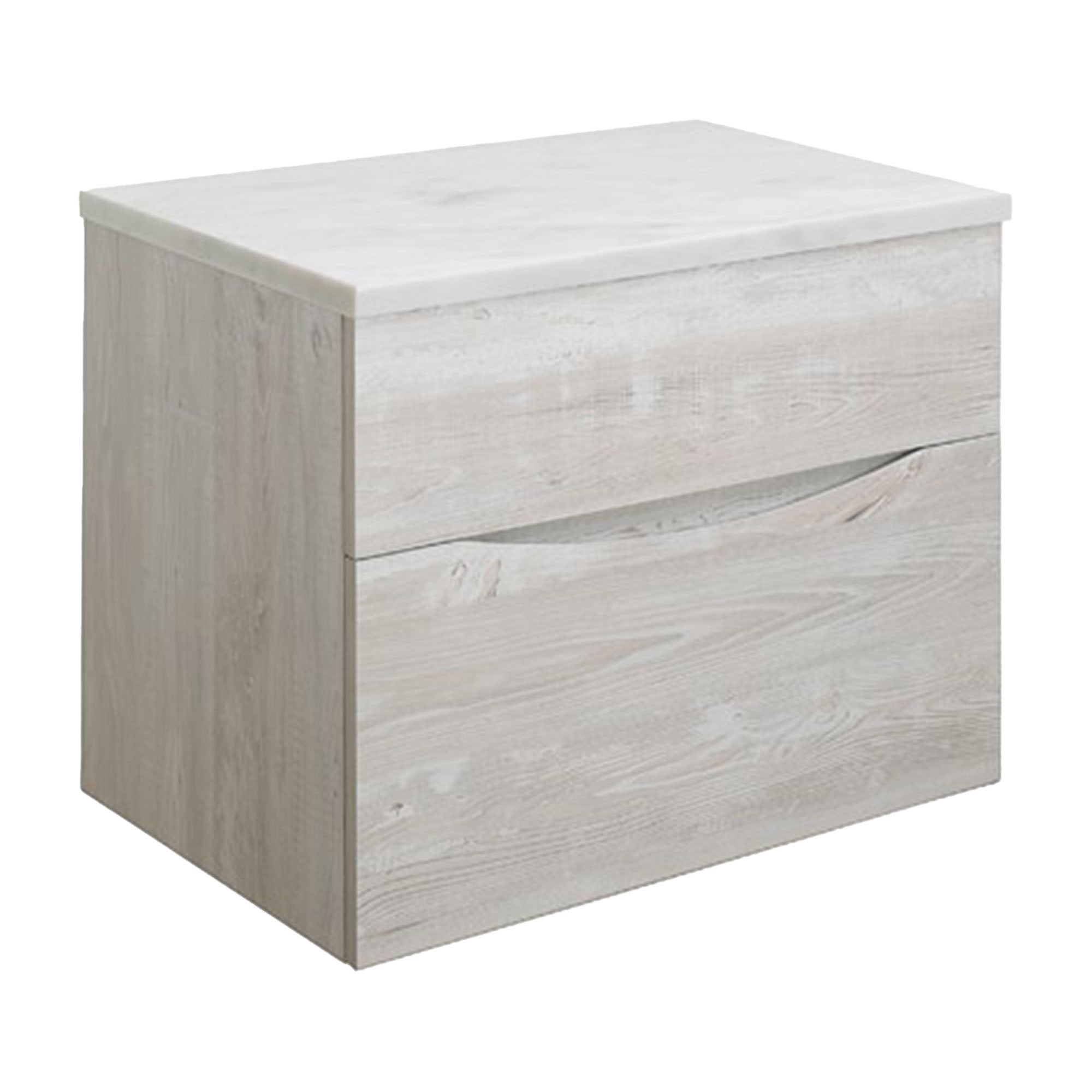 crosswater glide II 700 wall hung vanity unit with carrara marble worktop nordic oak