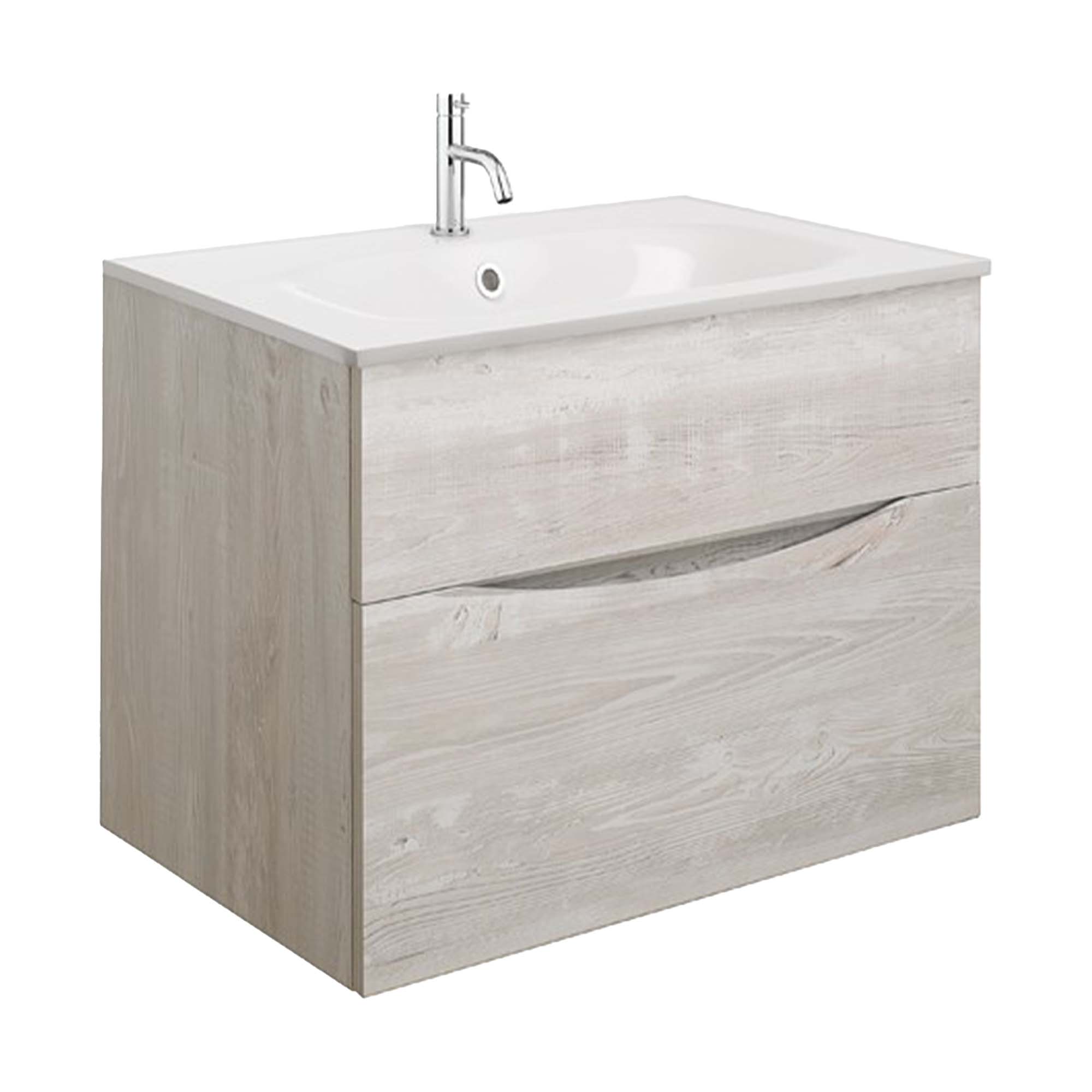 crosswater glide II 700 wall hung vanity unit with ceramic basin nordic oak