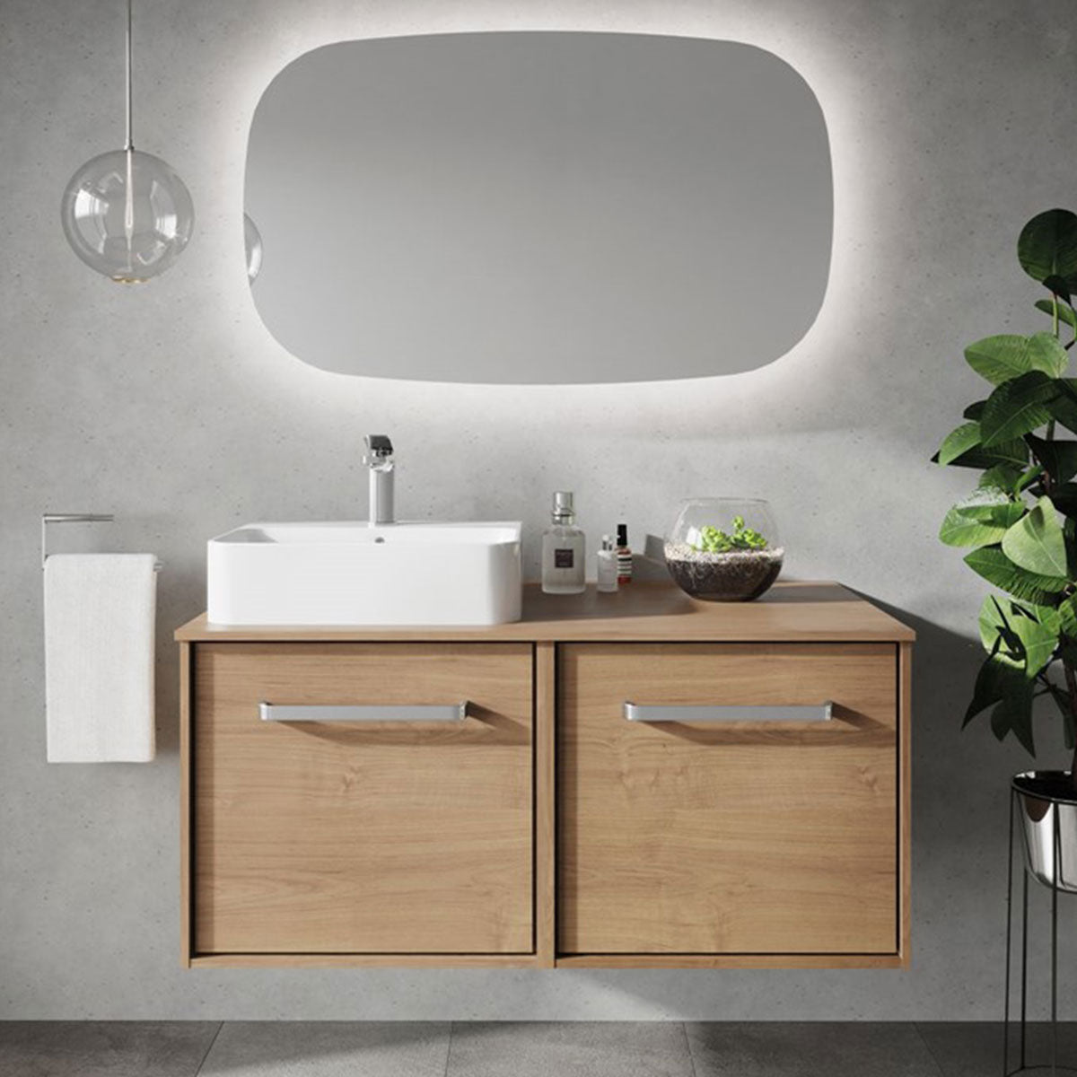 Crosswater Infinity 1000 Double Drawer Wall Hung Vanity Unit With Worktop