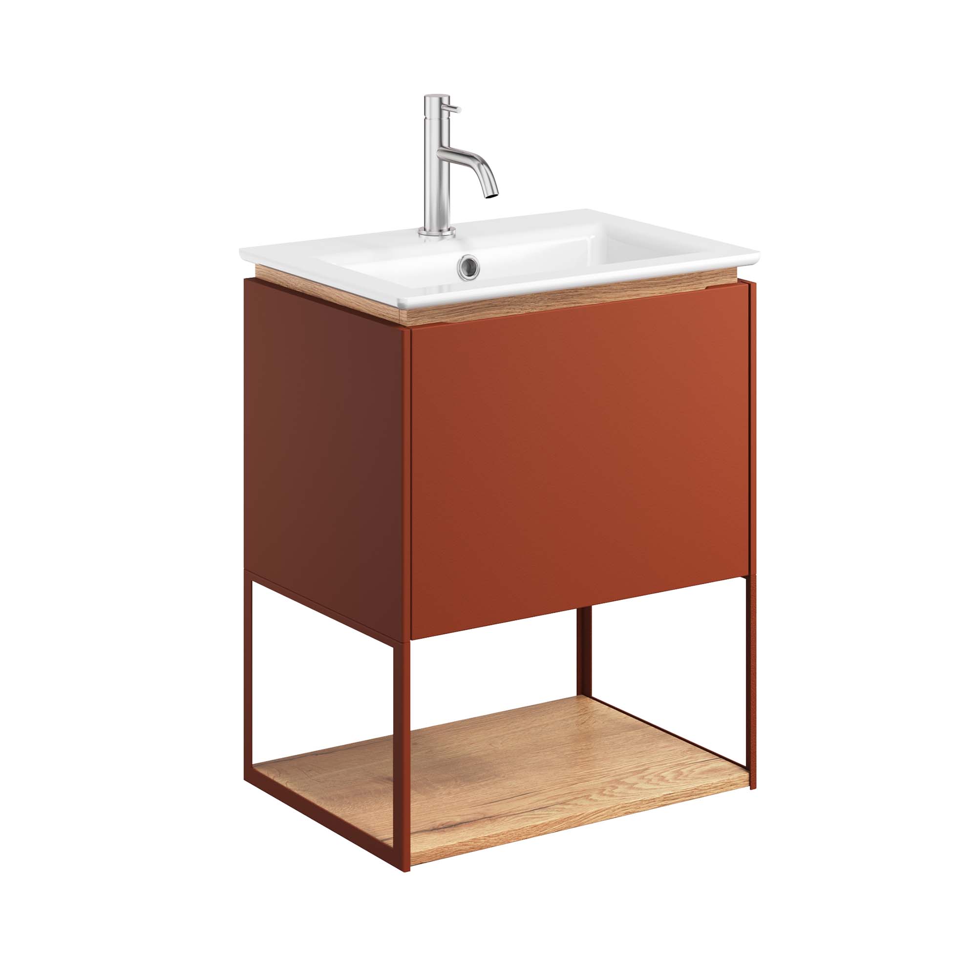 crosswater mada 500 wall mounted vanity unit with mineral marble basin shelf and frame soft clay