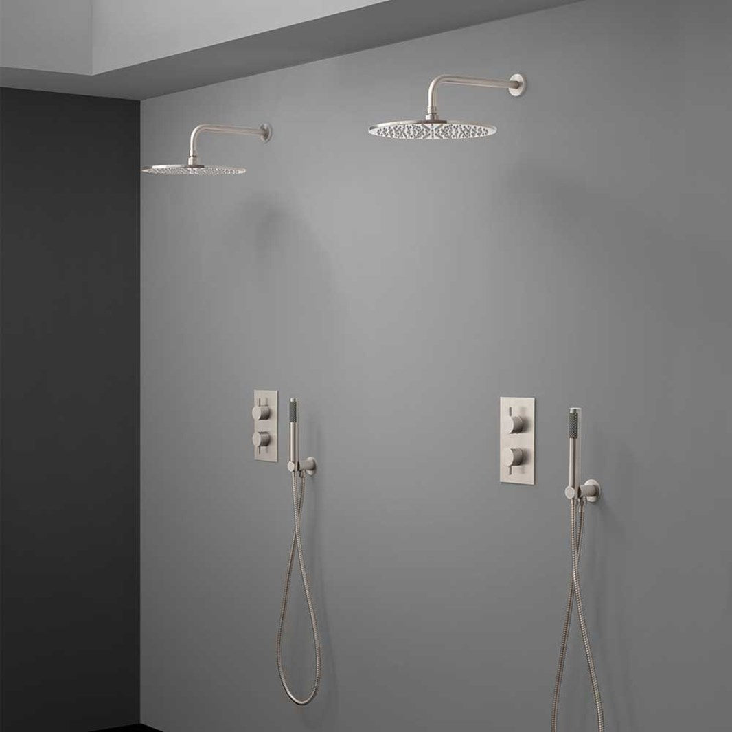 Crosswater MPRO Dual Outlet Concealed Thermo Shower Valve With Shower Handset Kit & Fixed Showerhead