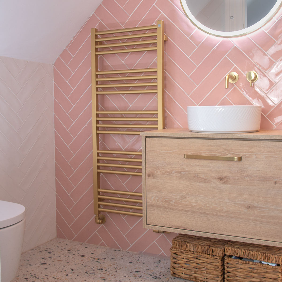 Crosswater MPRO Heated Towel Rail Brushed Brass