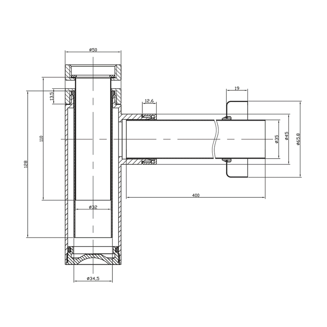 Crosswater Millennium Tall Bottle Trap dimensions