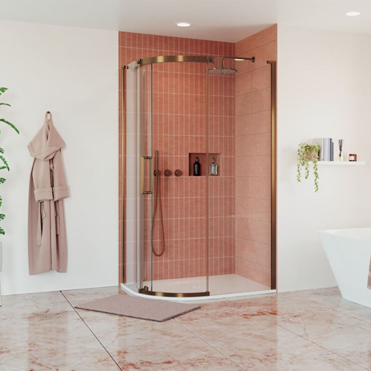 crosswater optix 10 offset quadrant shower door brushed bronze