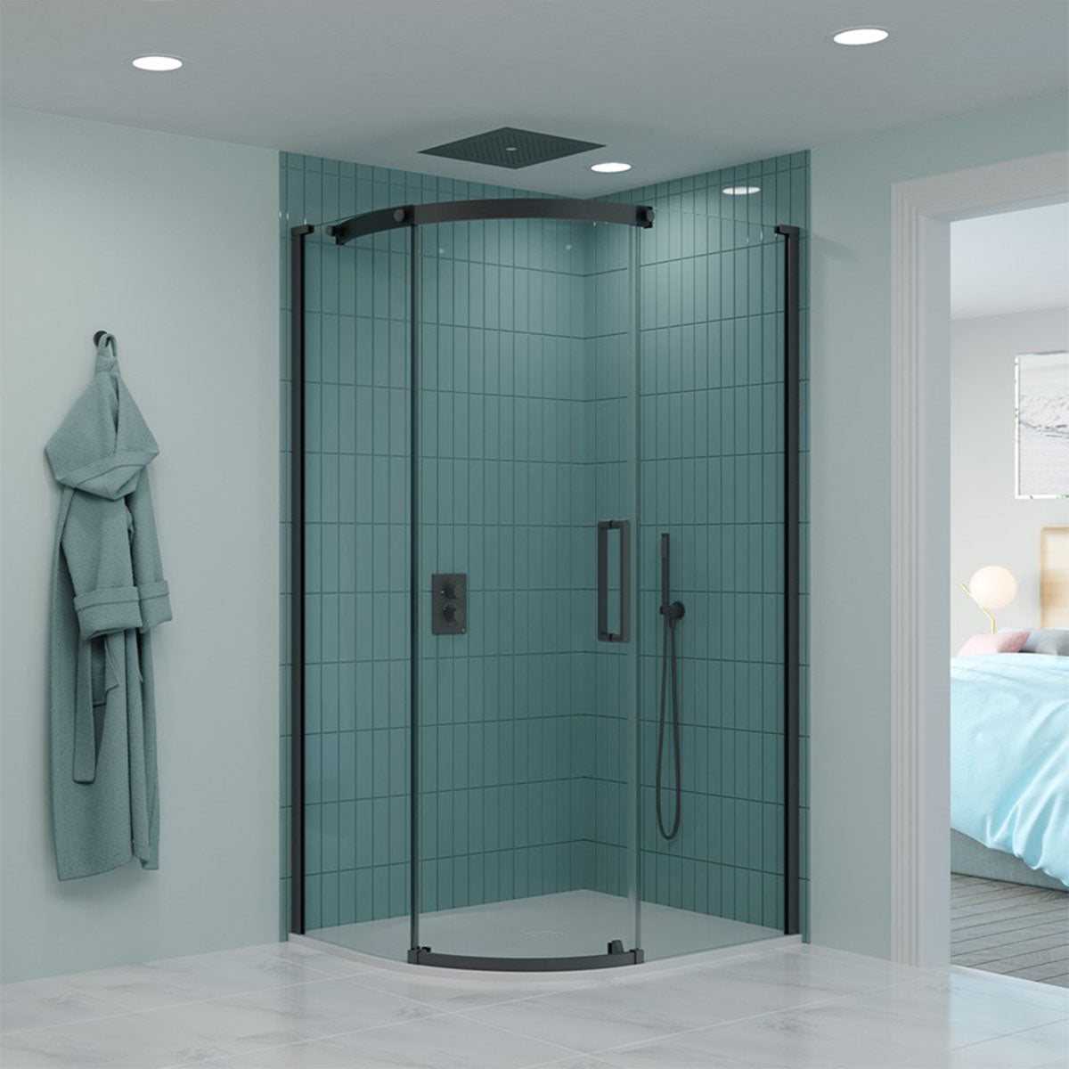 crosswater optix 10 offset quadrant shower door slate