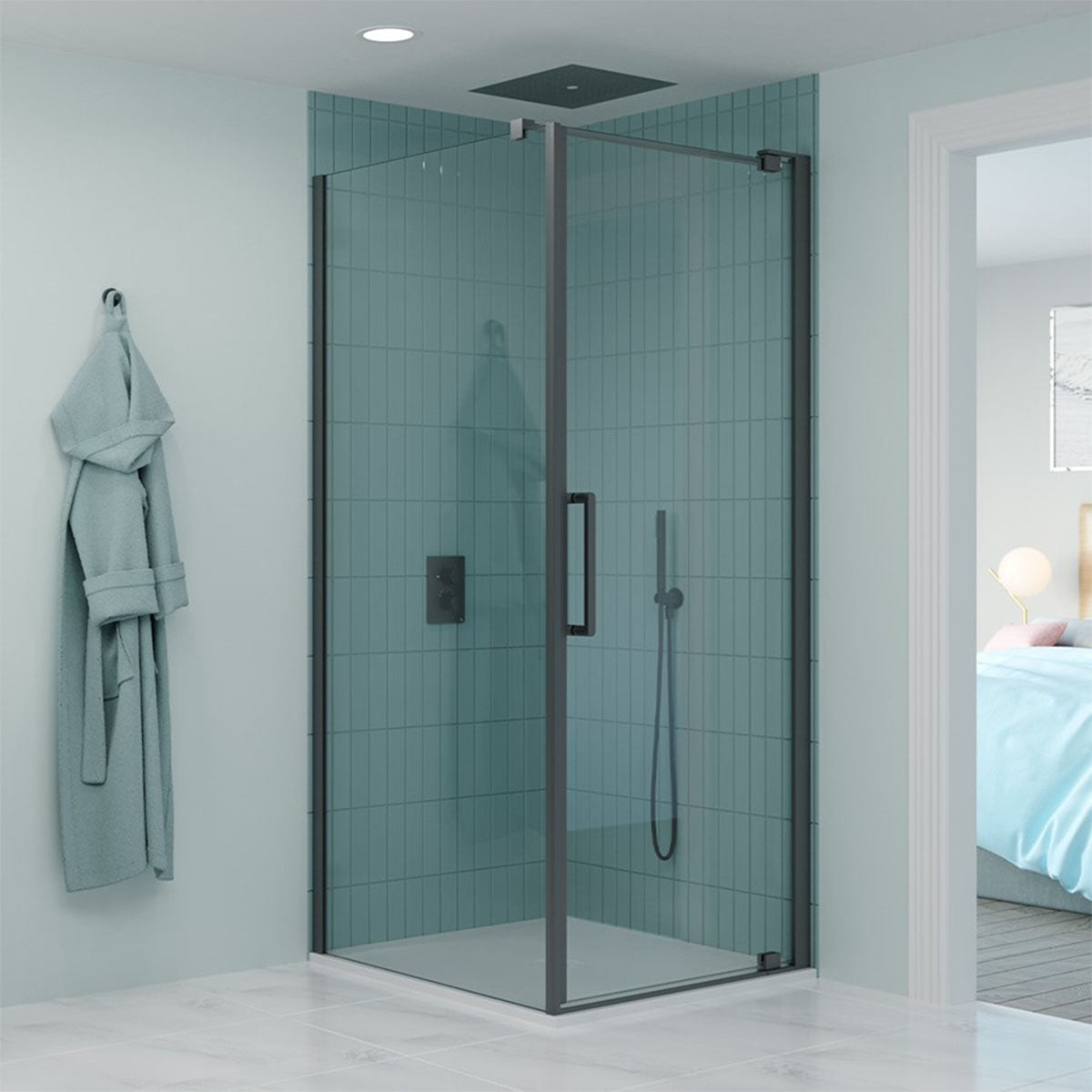 crosswater optix 10 pivot door with side panel slate