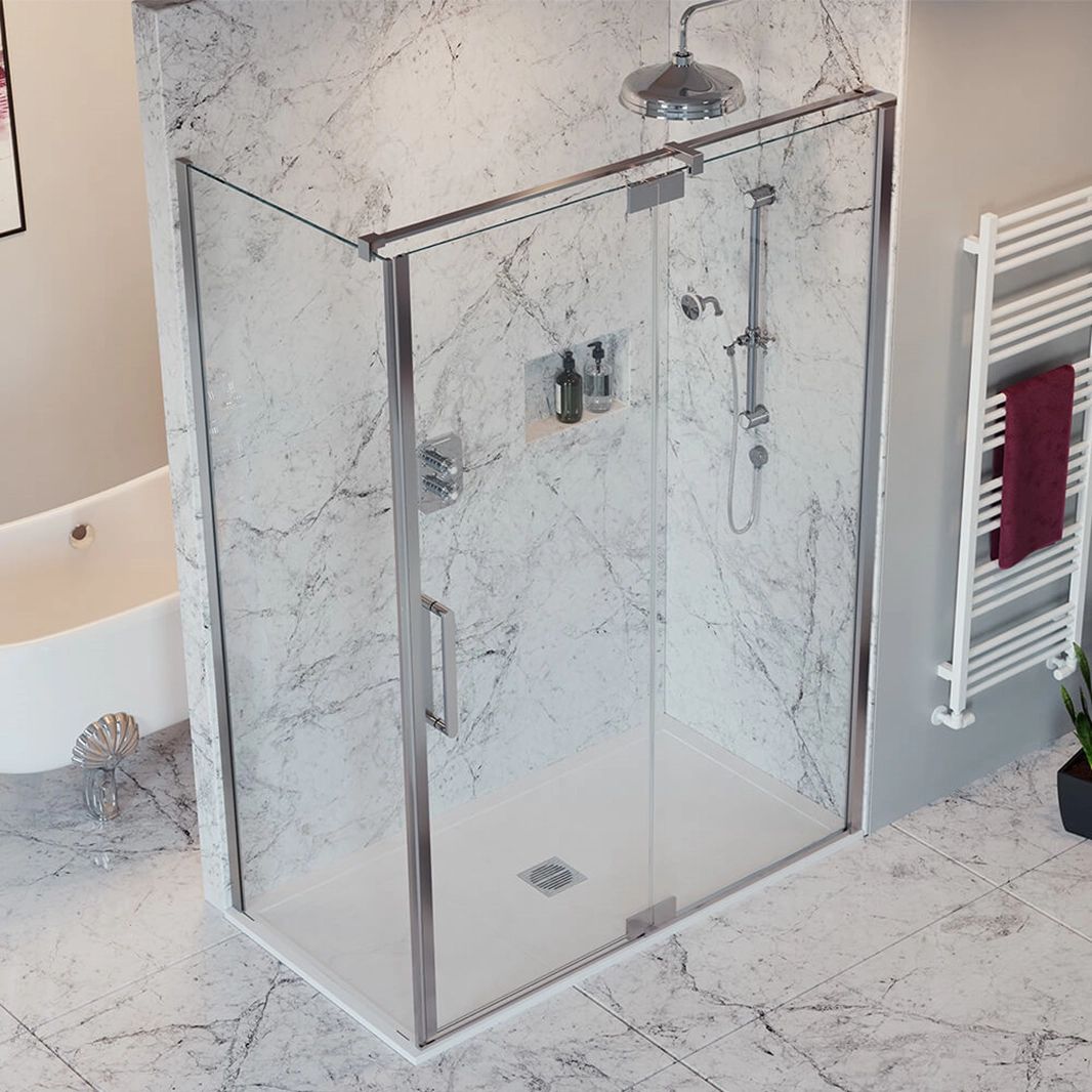 Crosswater OPTIX 10 Pivot Shower Door With Inline Panel & Optional Side Panel