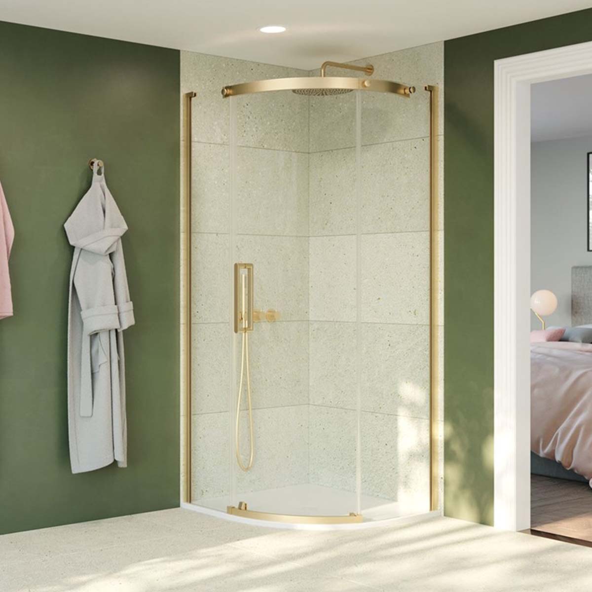 crosswater optix 10 quadrant shower door brushed brass