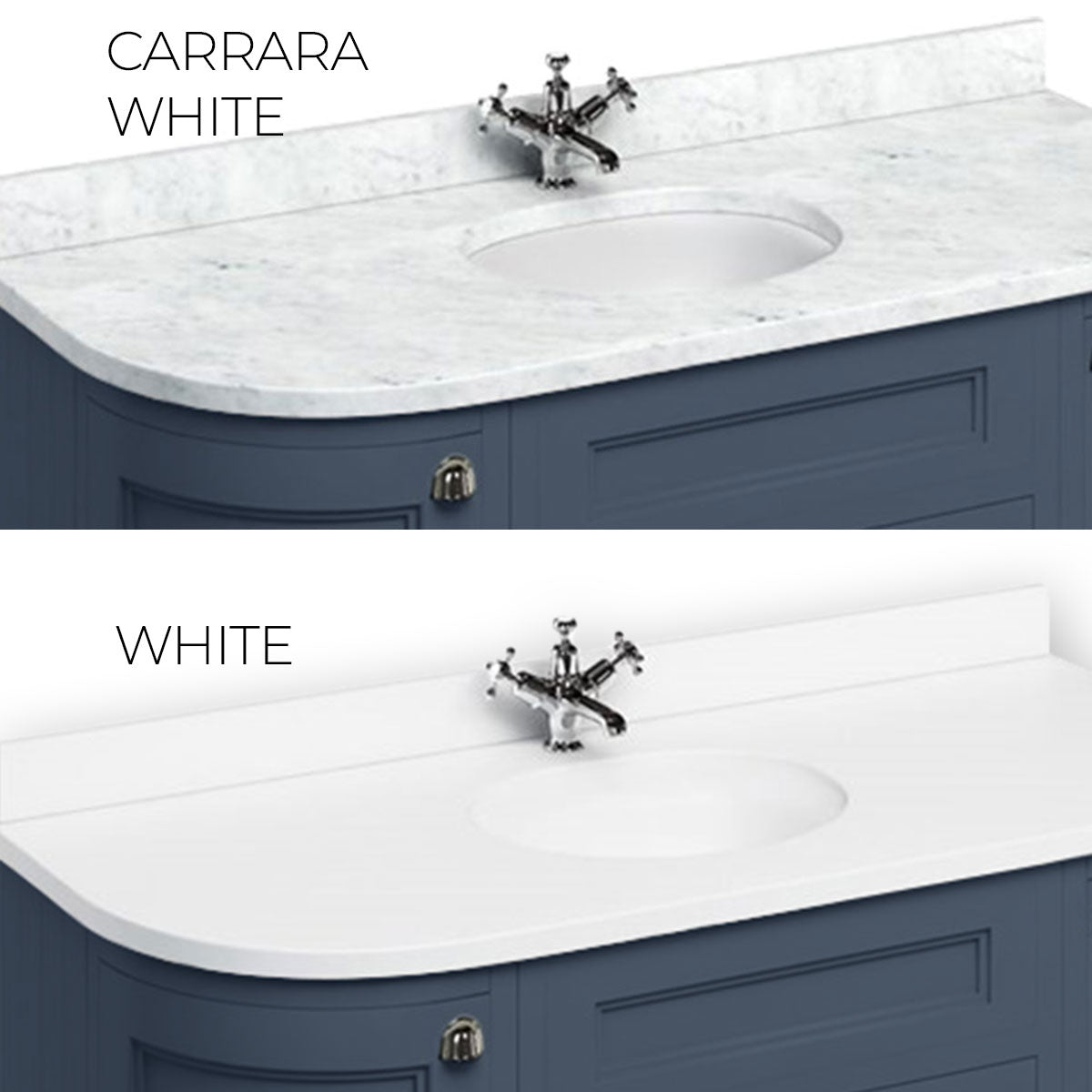 Burlington 1340 Floor Standing Curved Vanity Unit With Worktop & Inset Basin Deluxe Bathrooms UK