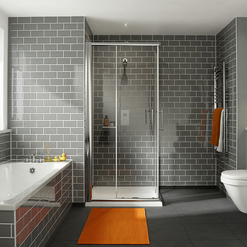 iFOUR Twin Sliding Door Framed Corner Shower Enclosure - Chrome