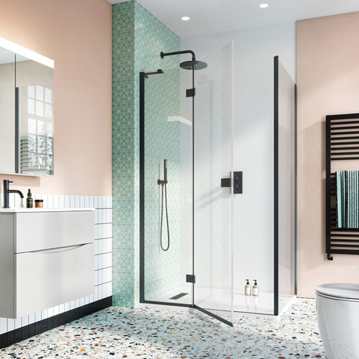 Crosswater DESIGN 8 Hinged Shower Door With Inline Panel Deluxe Bathrooms Ireland