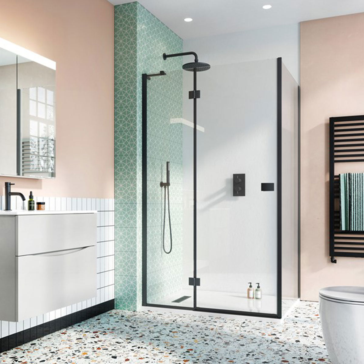 Crosswater DESIGN 8 Hinged Shower Door With Inline Panel Deluxe Bathrooms Ireland