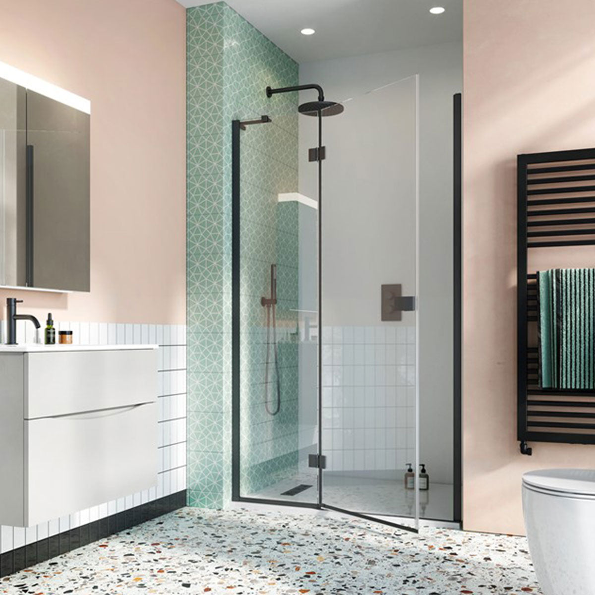 Crosswater DESIGN 8 Hinged Shower Door With Inline Panel Deluxe Bathrooms Ireland