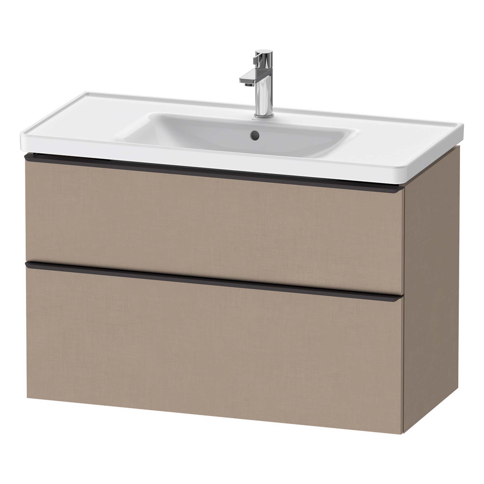 duravit d-neo 1000mm wall mounted vanity unit with d-neo basin matt linen diamond black handles