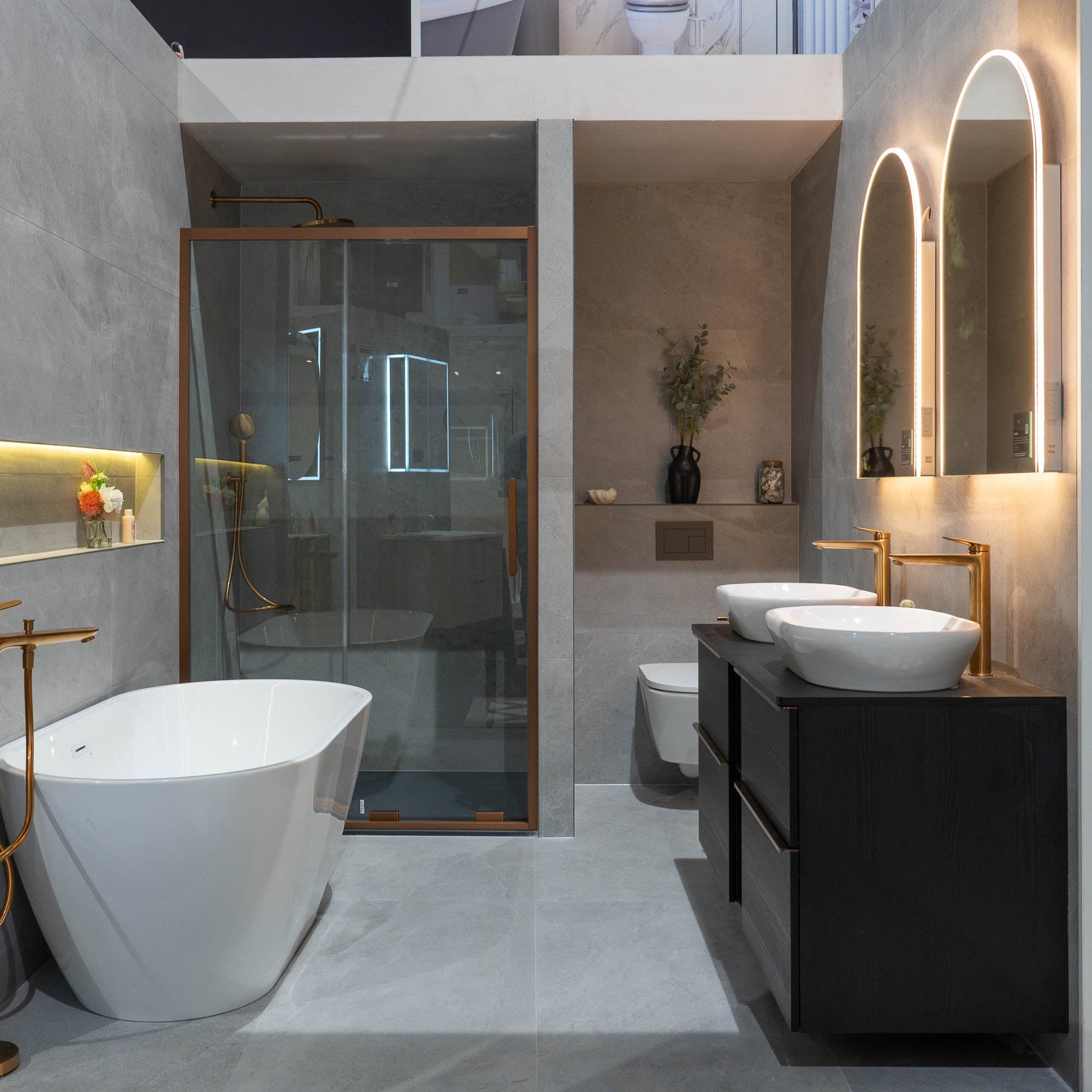 Duravit D-Neo 1400 Wall Mounted 4-Drawer Double Vanity Unit With Worktop - Black Oak