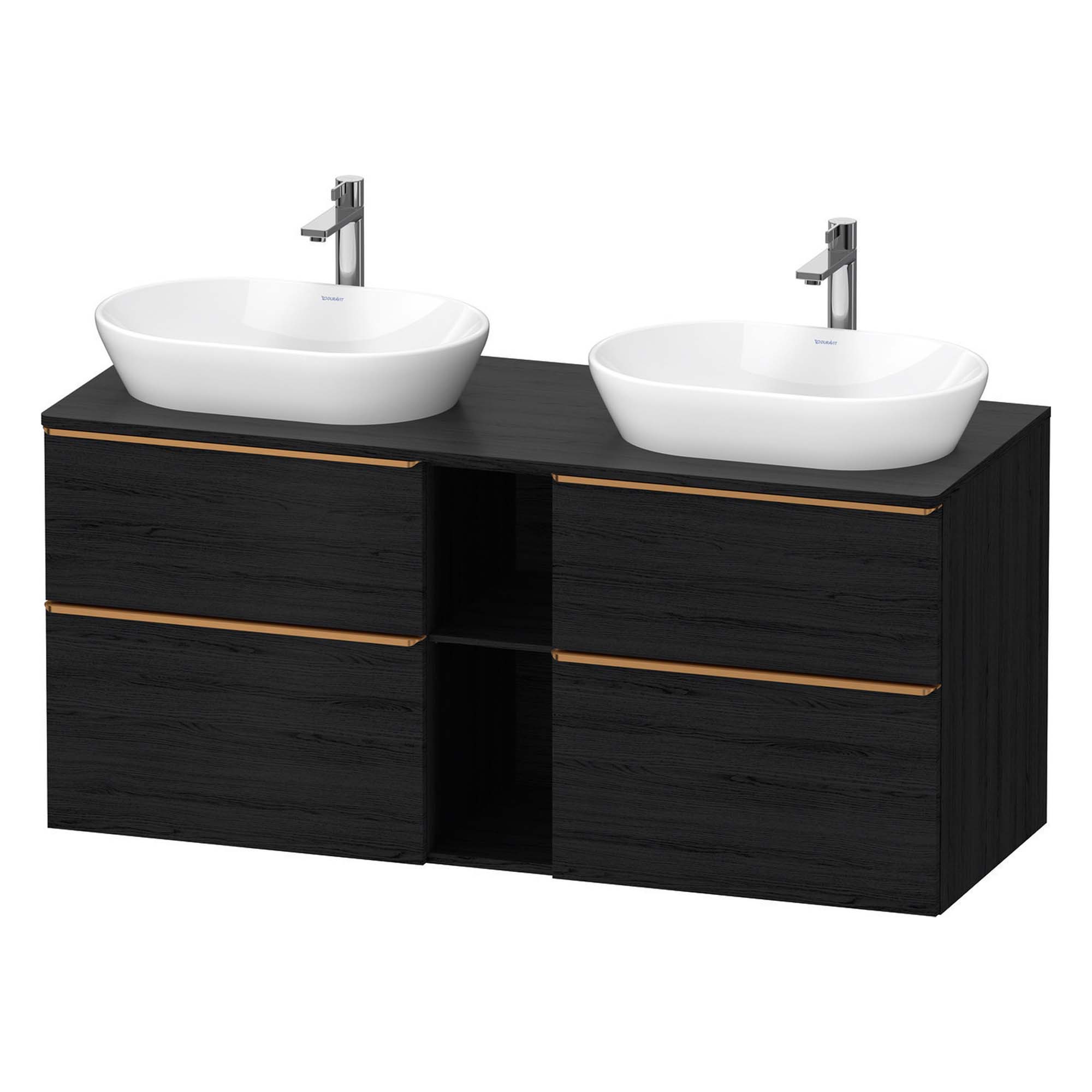 http://deluxebathrooms.co.uk/cdn/shop/products/duravit-d-neo-1400-wall-mounted-vanity-unit-with-worktop-2-open-shelves-black-oak-brushed-bronze-handles-deluxe-bathrooms.jpg?v=1710262702